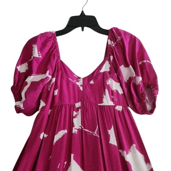 Nine West Women's Peasant Maxi Babydoll Pink White Dress XS - Picture 4 of 4